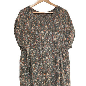 Indie Ella Silk dress floral size L ? short sleeve tie waist women